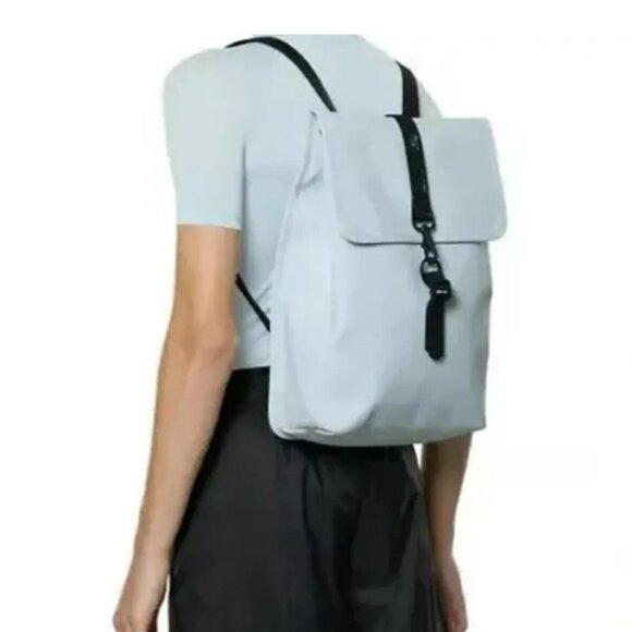 RAINS Backpack Sky Blue 12200 Unisex Waterproof Vegan Leather NWT 18x11x5 SKY - Picture 4 of 7
